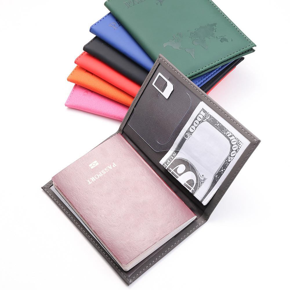 Women Men Passport Cover PU Travel ID Credit Card Holder Pouch Travel Accessory