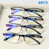 4pcs Stylish Reading Glasses for Men & Women - Comfortable, Durable PC Material, Half Frame Design, Fits +1.0 To +4.0