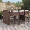 VidaXL Garden Bar Set with Cushions 7 Pcs Brown Poly Rattan, Bar Table Set, Bar Table and Chair, 3200663
