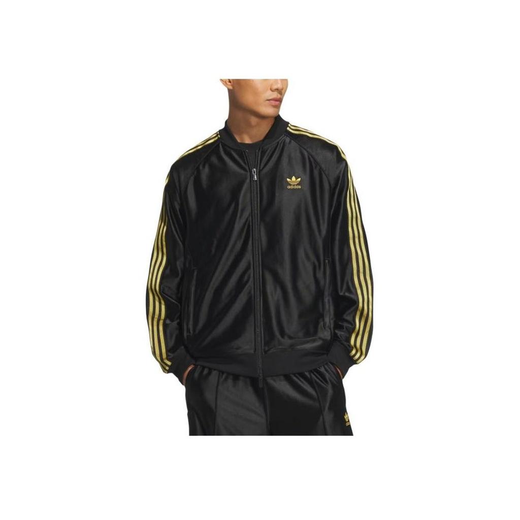 adidas Оригинальная куртка SST в полоску, модная, удобная, универсальная, мужская куртка, черная с золотом JW1850