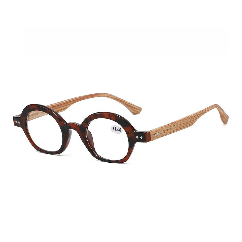 New Wood-Grain Pattern Pinpoint Presbyopia Glasses Small-Frame Oval Reading Glasses For Men And Women With Blue Light Protection