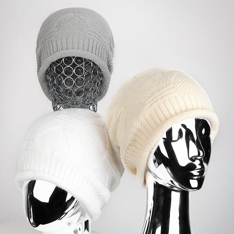 Осенне-зимняя теплая вязаная шапка для мужчин и женщин с узором из конопли, эластичная завитая шерстяная шапка
