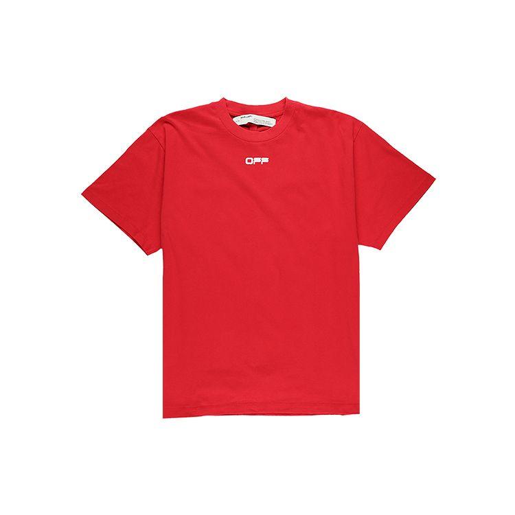 Off-White SS20 Airport Tape Arrow Print Футболка с короткими рукавами Мужские топы Красный OMAA038S201850032088