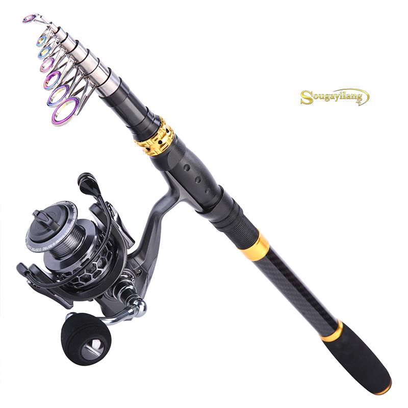Комбинированные спиннинговые удочки и рыболовные катушки Портативная телескопическая удочка из углеродного волокна