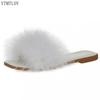 Mules Slippers Women Fashion Square Toe Furry Flat Shoes Office Ladies Slides Flats Green White Pink Ytmtloy Zapatillas Mujer