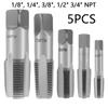 Набор метчиков NPT 5 шт. 1/8", 1/4", 3/8", 1/2", 3/4" Набор метчиков NPT Сталь Нарезание резьбы Сантехнический метчик Труба Сделай сам Инструменты для нарезания резьбы
