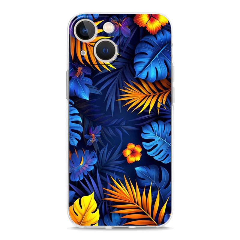 Чехол для телефона iPhone 17 Air Cases iPhone 16 15 12 13 14 Pro Max SE 7 8 Plus iPhone11 Прозрачный Мягкий Чехол Листья Монстера Зеленый