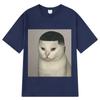 Hairstyle Cat Pattern Pure Cotton Printed Unisexs and Womens Clothing Personalized Round Neck Short Sleeved New Casual Tshirt