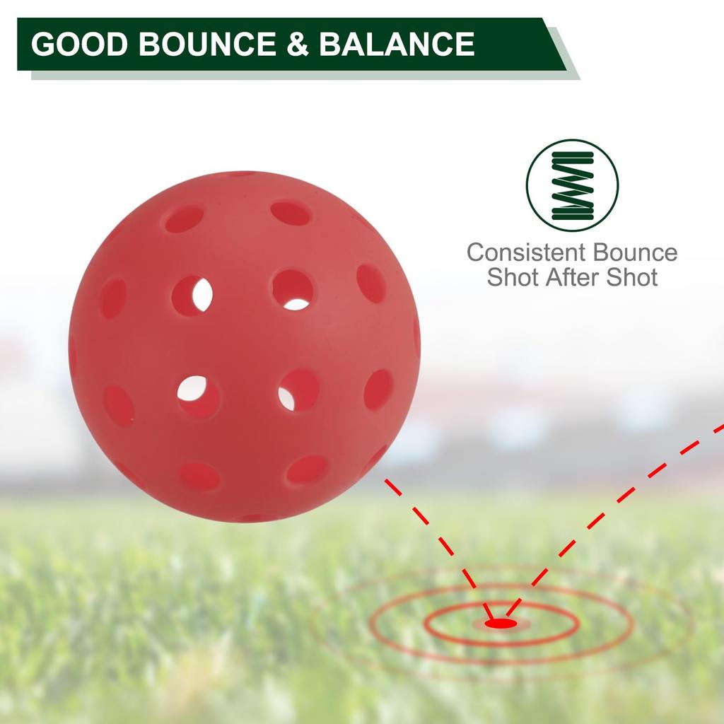 PATIKIL светящиеся мячи для пиклбола 40 лунок темные светящиеся мячи для пиклбола 6 штук уличные мячи для пиклбола с сетчатой сумкой для занятий спортом в помещении и на открытом воздухе красные