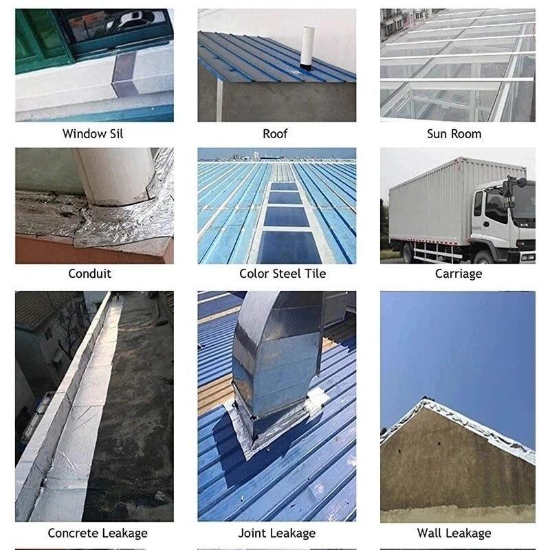 5pcs Aluminum Foil Butyl Waterproof Tape Roof Leak Proof ,high Temperature Resistant Pipeline Wall Leak Proof Sticker Pipeline Fixing Tape