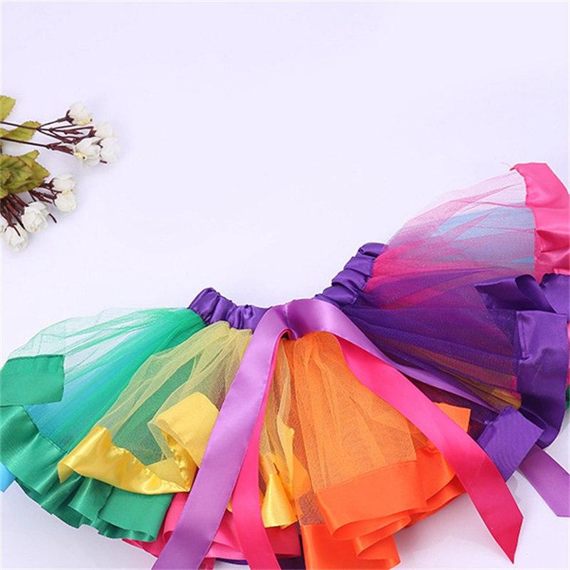 Детская танцевальная юбка-пачка для выступлений, радужная юбка-петти для девочек, сетчатая юбка