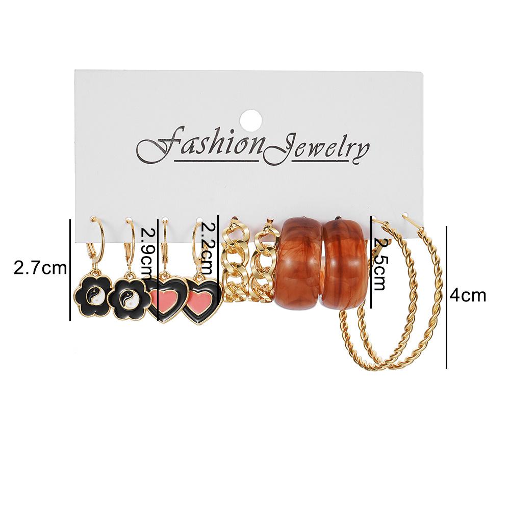Винтажные серьги-кольца из янтарной смолы для женщин, металлические серьги-капли золотого цвета с сердцем любви, модные ювелирные изделия