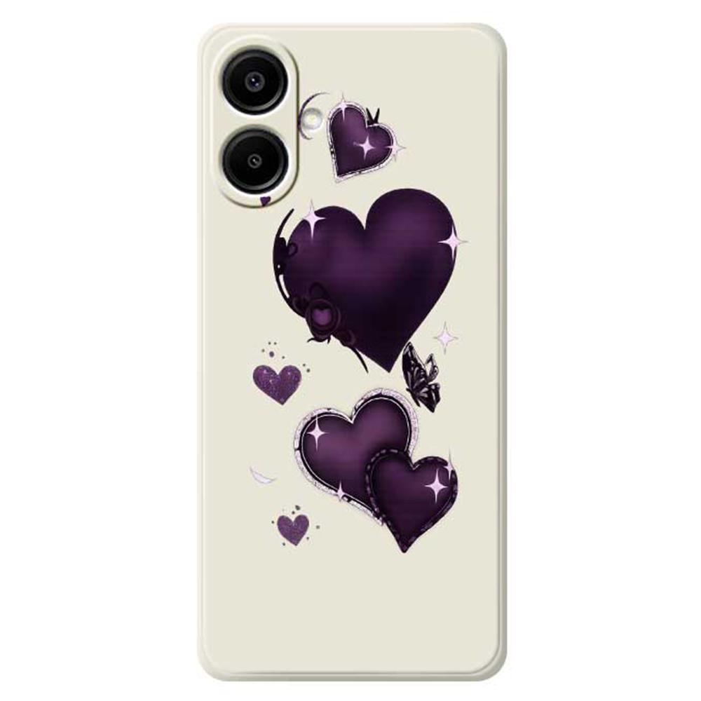 For Samsung Galaxy A07 4G Case Purple Love Pattern Printing Straight Edge TPU Phone Back Cover