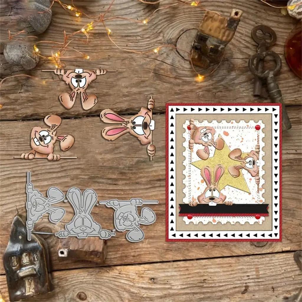 Easter Rabbits Metal Cutting Dies Templates Molds Embossing Stencils Die Cuts for Scrapbooking Cards Making Decorations