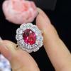  Bella Box Gorgeous Red Flower Shape Rings For Women Zircon Engagement Party Fine Personalized Jewelry Gift