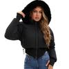Winter Big Fur Collar Hooded Short Cotton-padded Jacket Women's Thick Warm Cotton-padded Jacket Waist Design Jacket