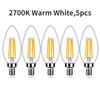 Melery E12 LED Bulb C35 Candle Chandelier Light 4W Equivalent 40W Warm White Daylight 6500K Edison Screw Lamp Clear Galss 5Pack