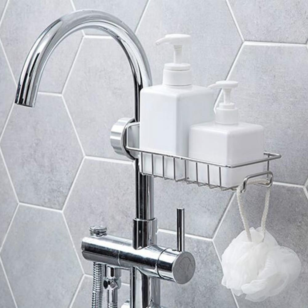 Полка для смесителя для кухонной раковины, держатель для губки из нержавеющей стали, регулируемый смеситель для раковины, стеллаж для хранения полотенец, тряпка для мытья посуды
