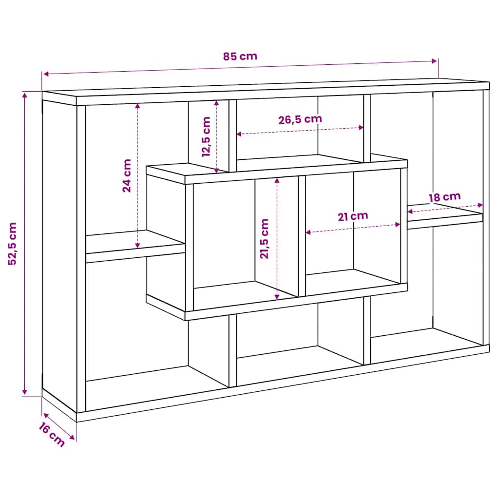 Wall Mounted Shelf White 85 x 16 x 52.5 cm Engineered Wood
