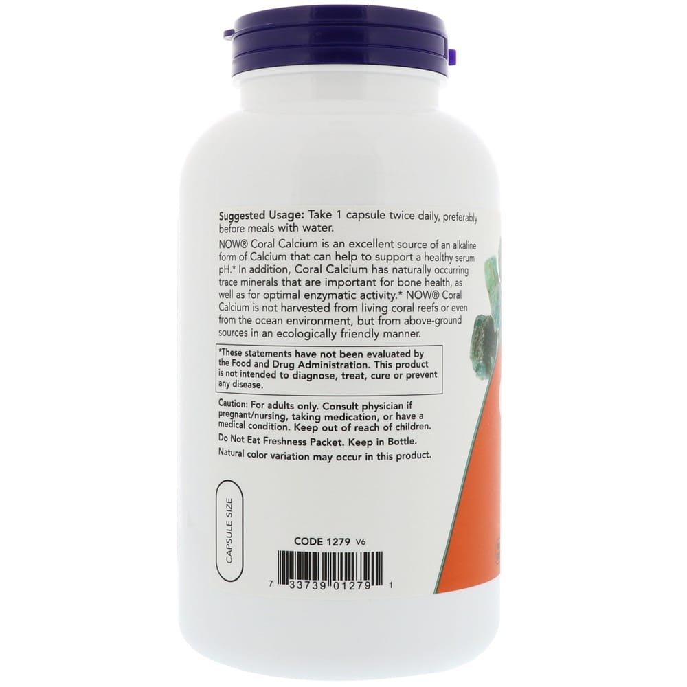 NOW Foods Coral Calcium 1000mg Veg Capsules, 250 Count