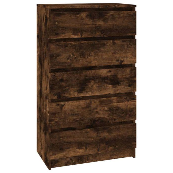 Chest of Drawers Smoked Oak 60x36x103 Cm Engineered Wood