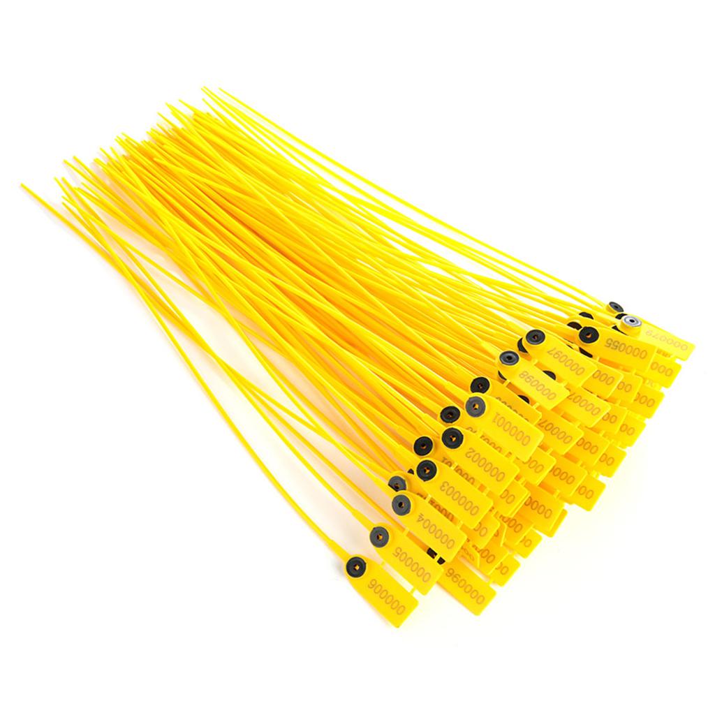 100pcs Yellow Package Transportation Truck Plastic Security Seal 40cm Label Cable Ties with Number