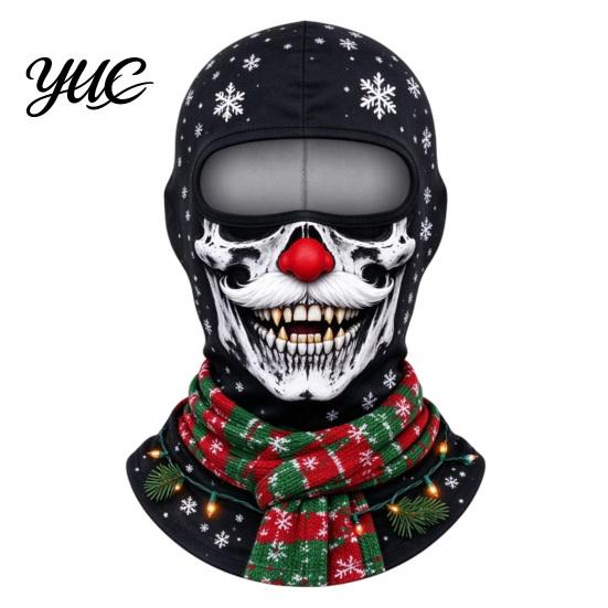 Funny Costume Mask Christmas Face Print Ski Mask, Winter Realistic Balaclava for Men Women, Windproof Full Cover Cycling Riding Snowboarding Unisex