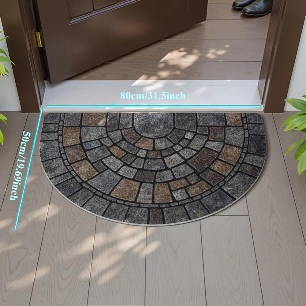 Absorbent Half-Circle Door Mat Soft Non-Slip Floor Mat Unique Semi-Round Entry Mat  Front Door