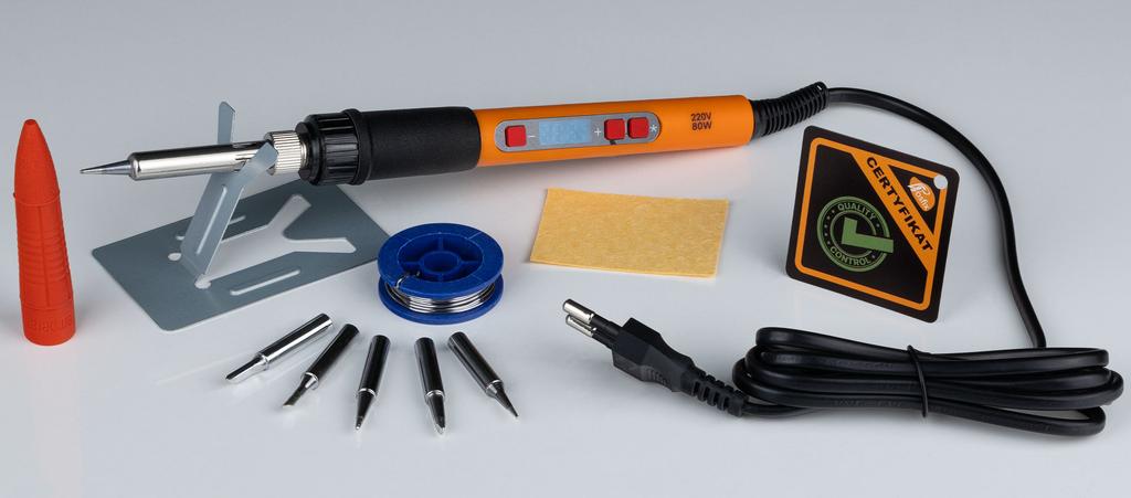 Orange Mastiff 80W Electric S Series Soldering Iron 12-in-1 Set Display (6 Tips, Solder, Stand, Sponge)