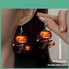 Halloween Themed Cartoon Pumpkin Pattern Women Acrylic Earrings For Casual Fashion Adults