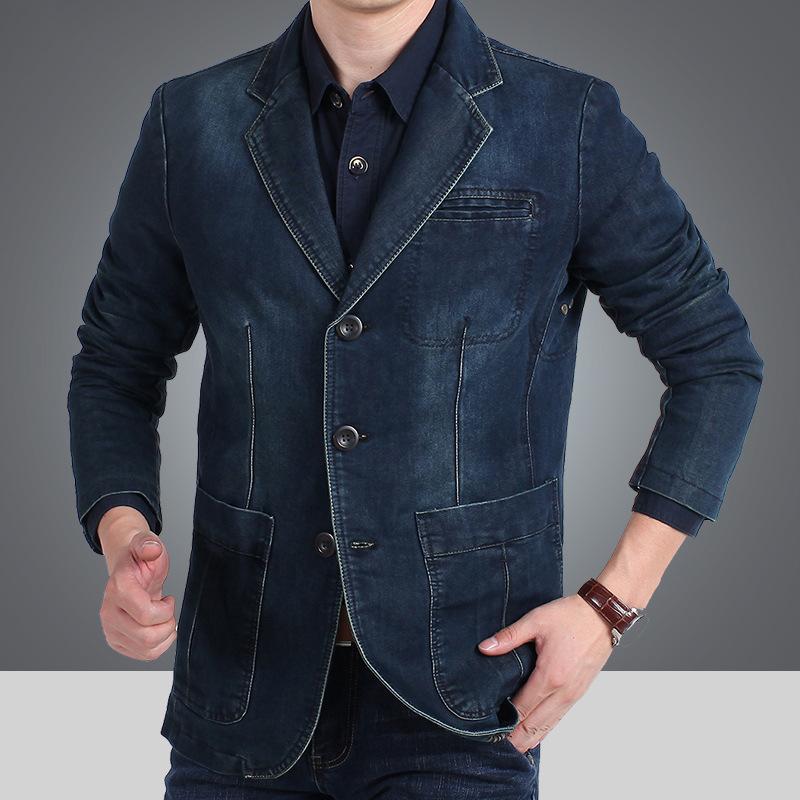 Factory Men's Denim Suit Men's Cotton Denim Small Suit Repair Large Size Casual Suit Jacket