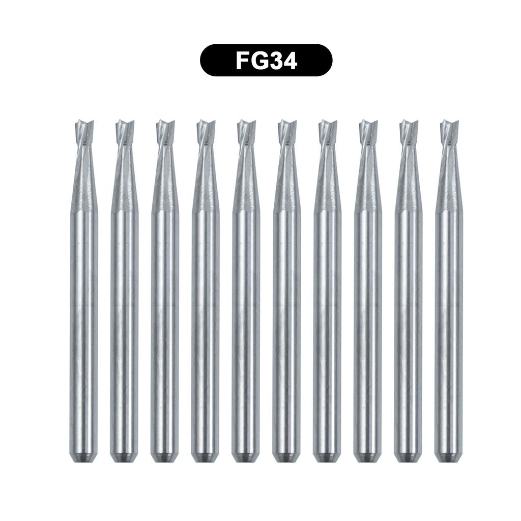 10Pcs/Box WellCK FG Dental Carbide Burs Dia 1.6mm For High Speed Tungsten Steel Burs FG330 FG556 FG245 FG34