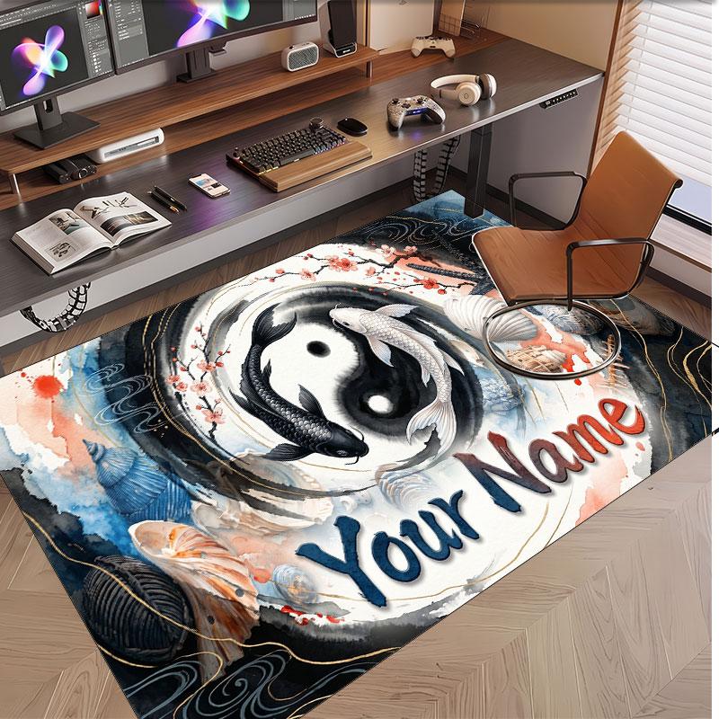 Music General Theme Soft Crystal Velvet Rug Custom Name & Text Print Non Slip Floor Rug for Bedroom Living Room