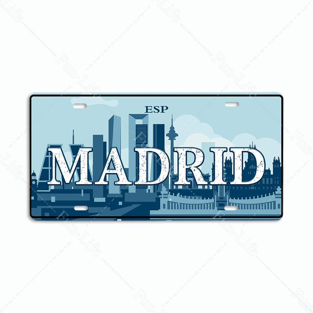 Винтажный плакат с номером автомобиля Испании/СИДНЕЯ Популярный город Бразилия Национальный флаг Ретро жестяные знаки Наклейки для домашнего декора