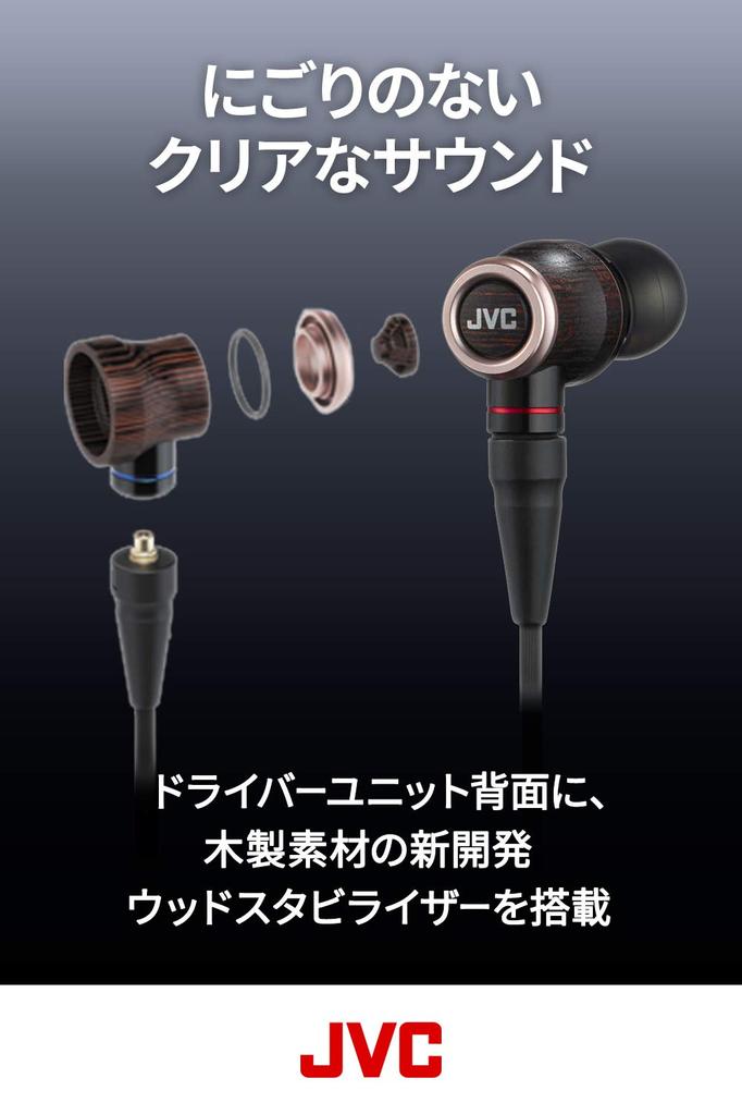 Наушники серии JVC WOOD, совместимые с источником звука высокого разрешения HA-FW02 CLASS-S, вставные, с возможностью перекабеля/высоко