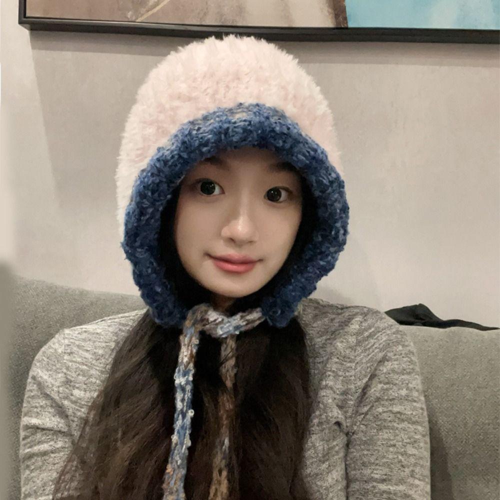 Foldable Long Band Plush Hat Plush Fisherman Cap High quality Bucket Hat  Women