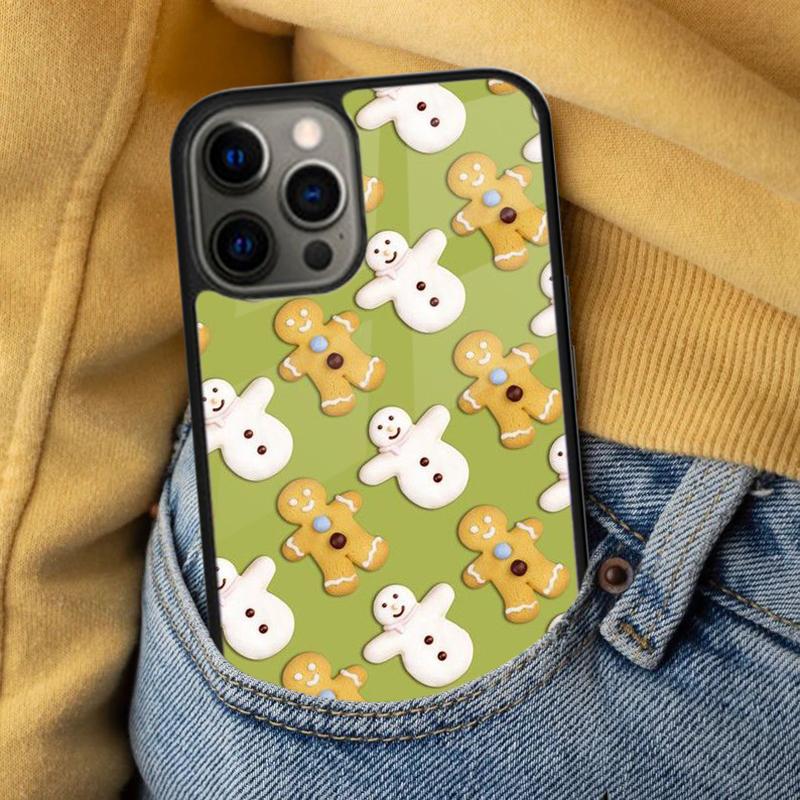 Cute Gingerbread man Christmas Soft Phone Case for iPhone 17 Air 16e Pro max 15 Pro 13 14 Plus 11 12 MagSafe Magnetic Coque