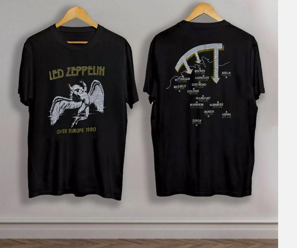 Винтажная футболка 1980 Led Zeppelin Over Europe Tour Последний концерт Рок-группа Унисекс