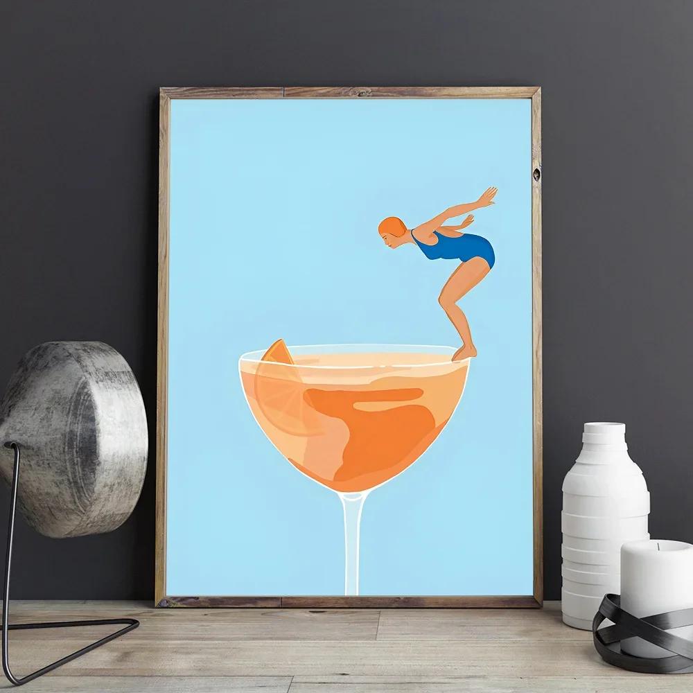 Красочный коктейльный напиток Хорошие плакаты и принты Печать на холсте Настенное искусство Картина для гостиной Домашний декор Подарки