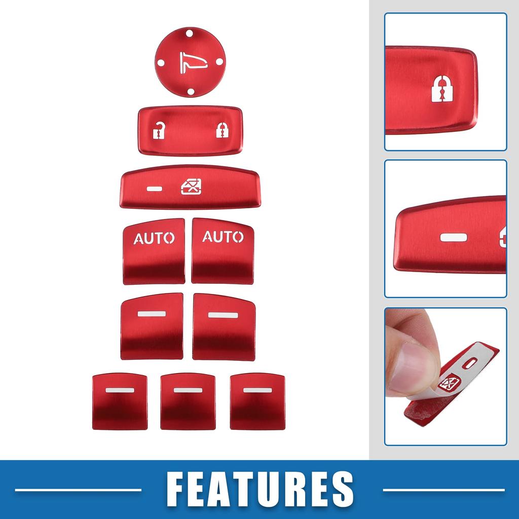 ABSOPRO Красный Мастер Кнопка Переключателя Стеклоподъемника Накладка Декоративная Наклейка для Honda Accord 10 штук 2018-2022