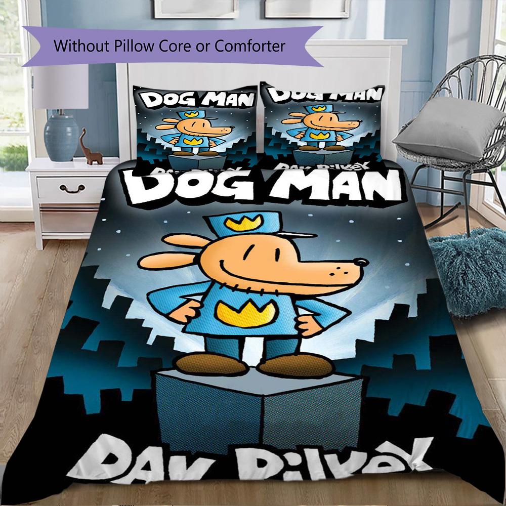 Black dog cartoon Pattern Bedding,Quilt Set Quilt Cover Pillowcase Home Birthday Gift (1*duvet cover+2*pillowcase,without core)ZSJT0917192