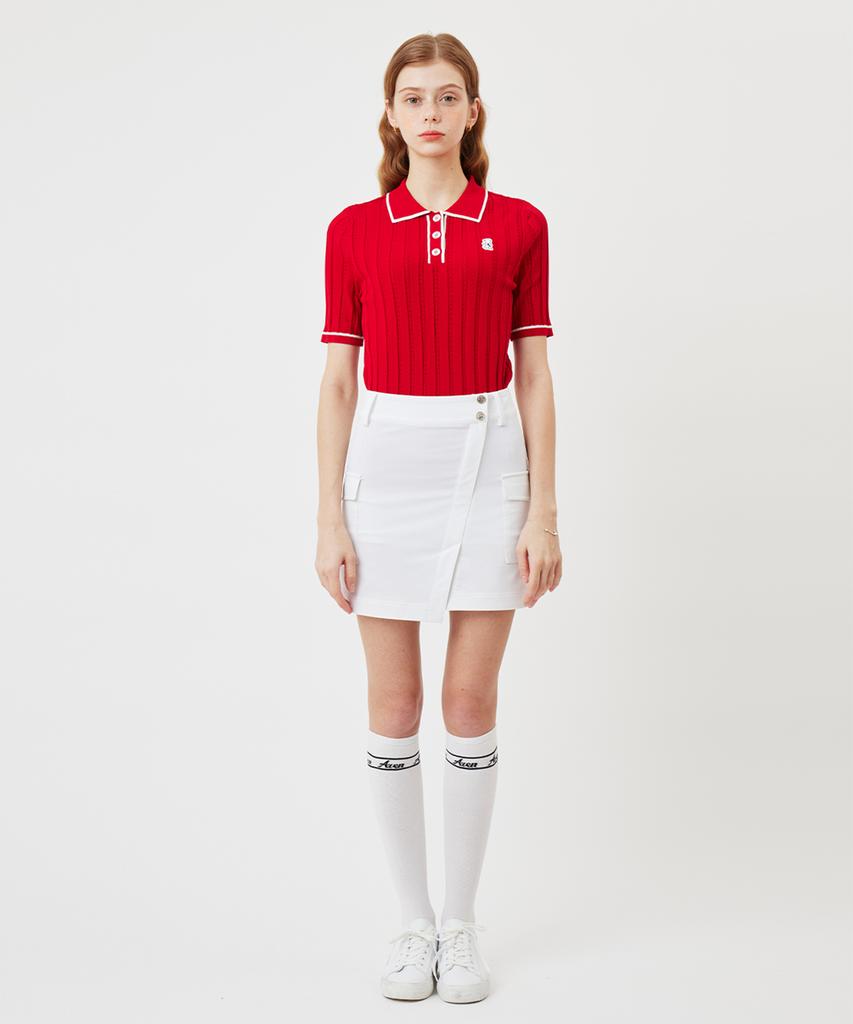 AVEN Evenbear Half Knit Polo Shirt Red