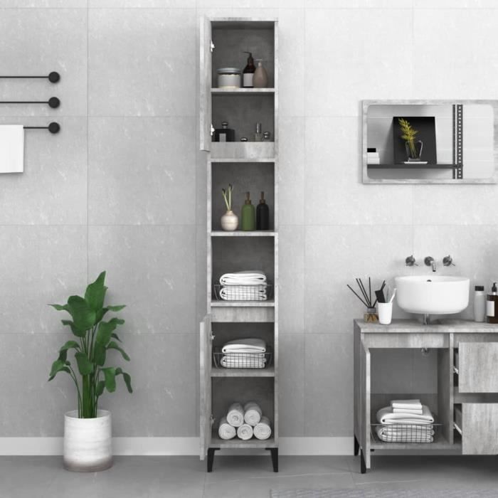 VidaXL Bathroom Cabinet Concrete Grey 30x30x190 Cm 819800