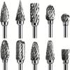 Carbide Burr Set Compatible with Dremel 1/8" Shank 10PCS Die Grinder Rotary Tool Rasp Bits Wood Metal Carving Electric Grinding