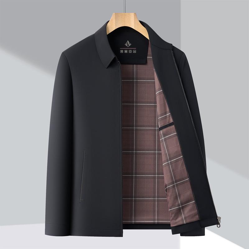 Мужская однотонная куртка с лацканами - Деловой повседневный executive coat для среднего возраста