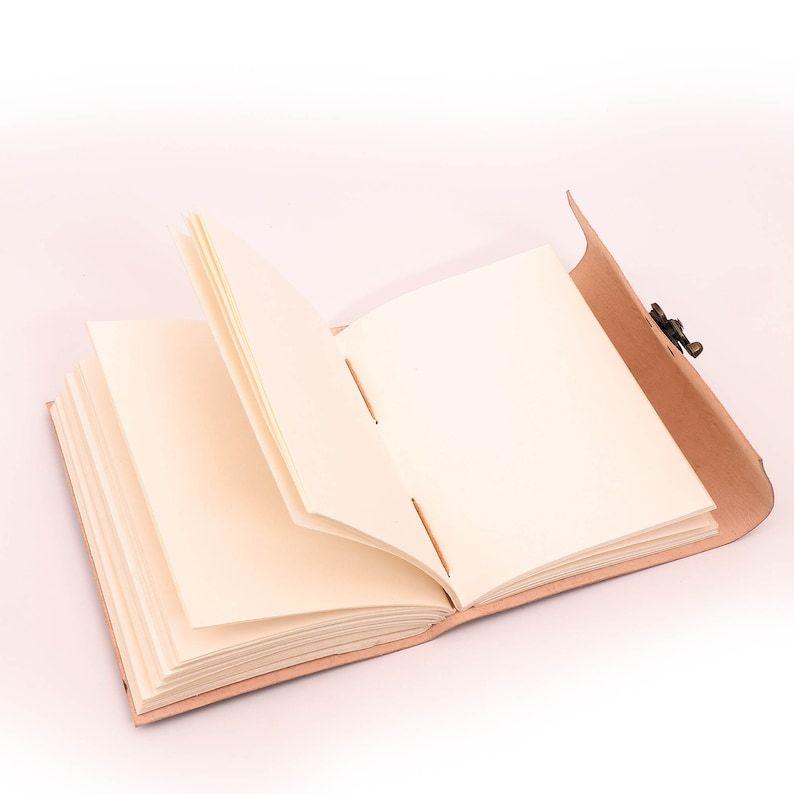 Owl Embossed Leather Notebook with Lock Off White Handmade Unlined Paper Diary 5x7 Inches for Men and Women and Gift & Travel In Brown Color