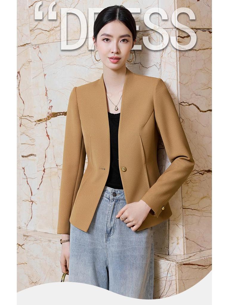 Женский приталенный белый блейзер - 2025 Осень/Зима Корейский стиль Профессиональная мода Повседневный пиджак