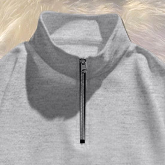 Мужская толстовка с застежкой-молнией и воротником-стойкой, с длинными рукавами, однотонный пуловер средней длины, спортивный повседневный топ, легкая одежда для путешествий, офиса, повседневной носки