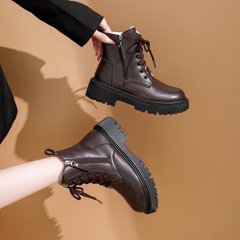 Модные ботинки Мартин женские осенне-зимние новые боковая молния платформа в британском стиле короткие ботинки ins