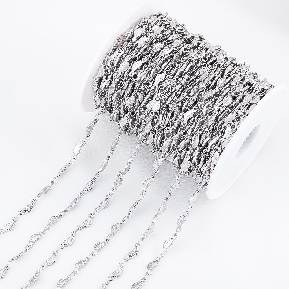 1M Stainless Steel Printed Dot Striped Square Necklace Chain Geometry Link Chains DIY Bracelet Accessory Jewelry Making Supplies